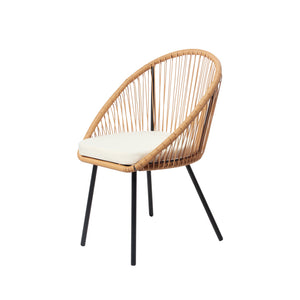 Conjunto de muebles de jardín de 4 plazas de ratán natural con cojines beige Sillón Ravello packshot