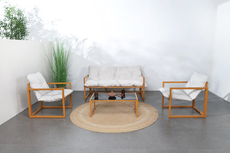 Conjunto de jardín 5 plazas contemporáneo marrón y beige Rabat — foto de ambiente