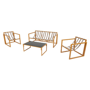 Conjunto de jardín 5 plazas contemporáneo marrón y beige Rabat — estructura conjunto completo