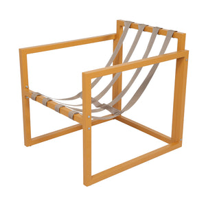 Conjunto de jardín 5 plazas contemporáneo marrón y beige Rabat — estructura sillón