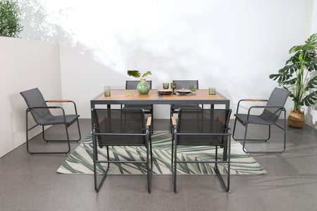 Foto de ambiente del conjunto de jardín Foggia 6 plazas en antracita y madera