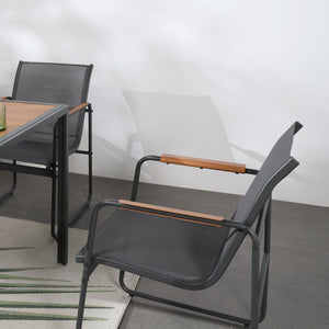 Silla del conjunto Foggia 6 plazas con reposabrazos efecto madera