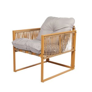Conjunto de jardín 8 plazas efecto ratán ratán natural y gris claro Turini — packshot sillón