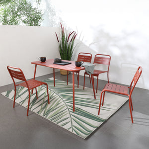 Conjunto de comedor de jardín 4 a 6 plazas terracota Bergame — disposición con 4 sillas