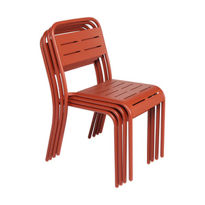 Conjunto de comedor de jardín 4 a 6 plazas terracota Bergame — sillas apilables