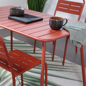 Conjunto de comedor de jardín 4 a 6 plazas terracota Bergame — mesa con bordes redondeados