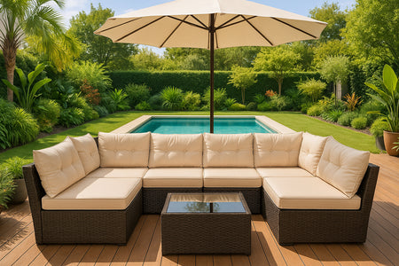 Conjunto de jardín modular 6 plazas marrón y beige Nacula foto de ambiente Concept Usine