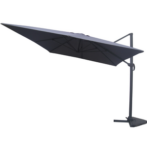 Conjunto parasol CESARE gris 3x4 m y 4 losas de lastre vista inferior