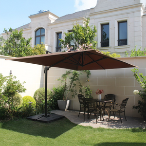 Conjunto parasol CESARE chocolate 3x4 m y 4 losas de lastre parasol excéntrico