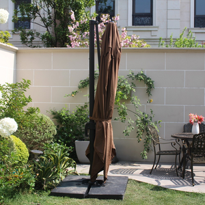 Conjunto parasol CESARE chocolate 3x4 m y 4 losas de lastre parasol cerrado
