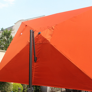 Conjunto parasol CESARE terracota 3x4 m y 4 losas de lastre vista 3/4