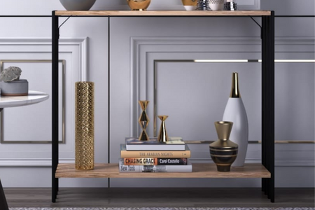 Consola Pitea rectangular de estilo industrial con estante