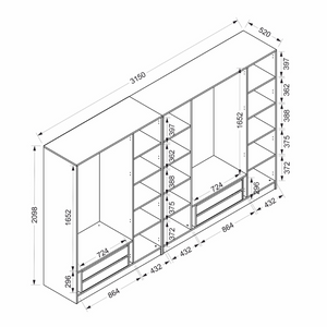 Vestidor 2 armarios Montmartre Dimensiones concept u
