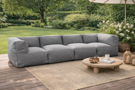 Conjunto de jardín modular 4 plazas gris en tejido repelente al agua Praiano