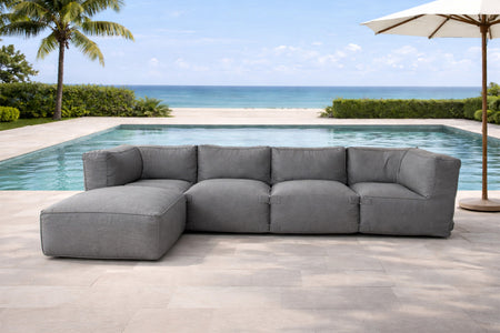 Salón de jardín modular de 5 plazas gris en tejido repelente al agua Praiano