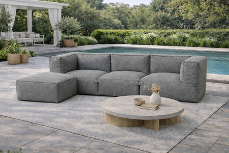 Conjunto de jardín modular de 4 plazas gris en tejido repelente al agua Praiano