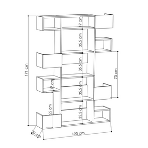 Estantería de diseño en madera y negro Elio dimensiones