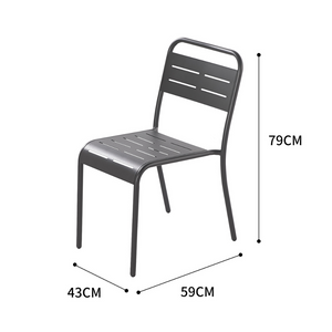 Muebles de jardín para comedor de 4 a 6 personas en acero Bérgamo gris oscuro, dimensiones de la silla