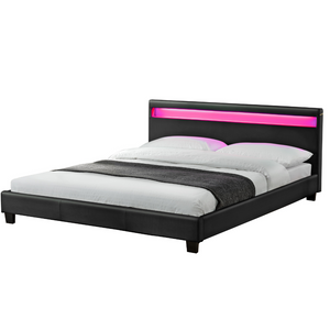 estructura de cama falsa con LED integrados 160 x 190 cm Negro