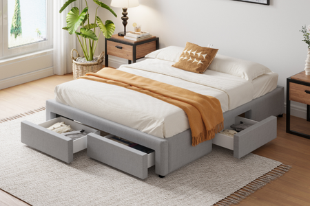 Cajones de cama modernos Gris Sacramento Cuadro Rectángulo Concept u