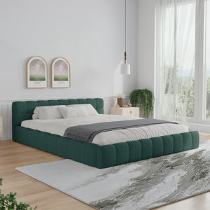 Cama nube baja de terciopelo verde KANSAS 140x190