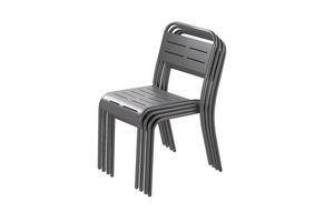 Juego de 6 sillas Bergamo acero gris oscuro fondo blanco sillas apilables