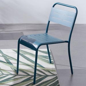 Mobiliario de jardín silla acero azul bergame