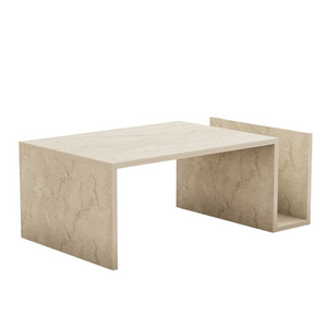 Mesa de centro Melmo en madera con fondo blanco 3 cuartos