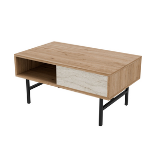 mesa de centro trosa en madera fondo blanco