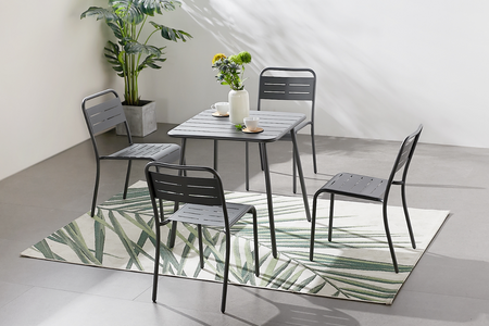 Muebles de jardín de 4 plazas en acero bergame gris oscuro