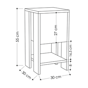 Dimensiones de la mesita de noche de madera blanca Sisa