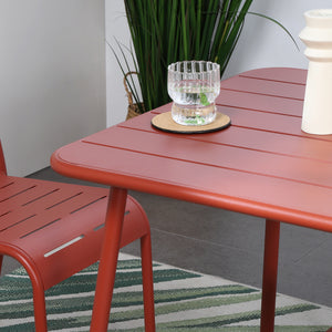 Mesa de comedor de jardín 4 plazas 70x70 cm terracota Bergame — bordes redondeados