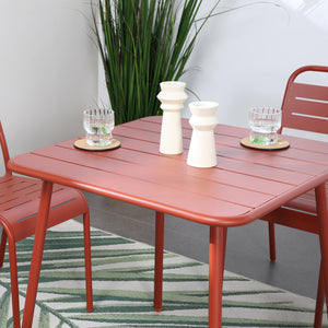 Mesa de comedor de jardín 4 plazas 70x70 cm terracota Bergame — mesa de acero
