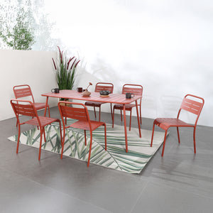 Mesa de comedor de jardín 6 plazas 160x70 cm terracota Bergame — conjunto con sillas