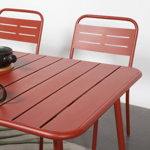 Mesa de comedor de jardín 6 plazas 160x70 cm terracota Bergame — bordes redondeados