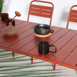 Mesa de comedor de jardín 6 plazas 160x70 cm terracota Bergame — detalle mesa