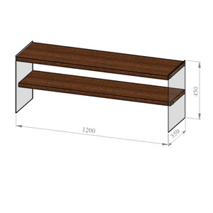 Mueble TV 2 estantes madera y cristal joy fondo blanco dimensiones concept u