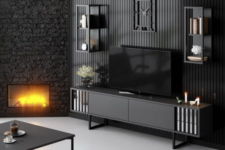 Mueble para TV rectangular negro de diseño bodo