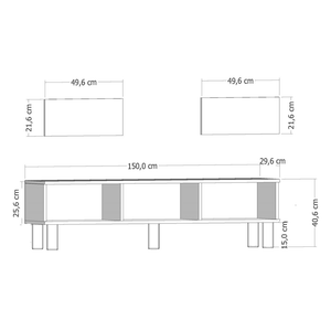 Mueble de TV con chimenea LED 150 cm gris antracita Fyri dimensiones