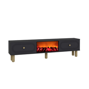 Mueble de TV con chimenea LED 150 cm gris antracita Fyri packshot vista 3/4