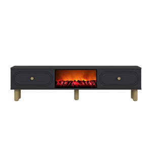 Mueble de TV con chimenea LED 150 cm gris antracita Fyri packshot frontal