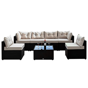 muebles de jardin ratan negro nacula blanco fondo concept u