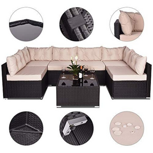 muebles de jardin ratan negro nacula blanco fondo detalles concept u