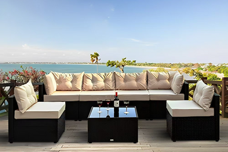 muebles de jardin ratan negro y beige nacula rectangulo concept u