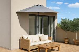 Parasol de media luna para balcón 270 cm gris en aluminio Catane foto de ambiente