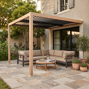 Pérgola bioclimática adosada de 3x3m madera SIFNOS