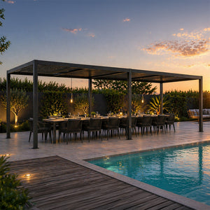 Pérgola bioclimática doble de 3x6m negro PAROS