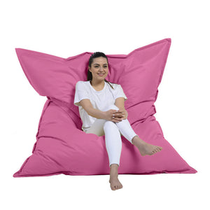 Puf rectangular XXL de espuma de poliestireno expandido reciclado Moku rosa asiento cómodo