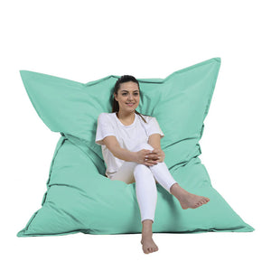 Puf rectangular XXL de espuma de poliestireno expandido reciclado Moku turquesa asiento cómodo
