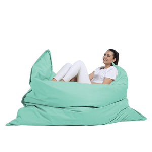 Puf rectangular XXL de espuma de poliestireno expandido reciclado Moku turquesa asiento cómodo